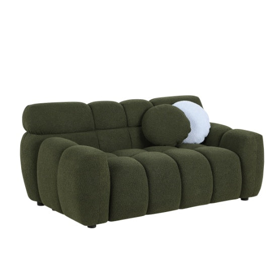Elegant Green Upholstered Sofa | Stylish & Cozy Home Seating