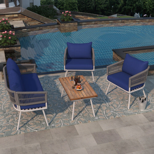 Bohemian Rope Patio Set | Stylish 4-Piece Outdoor Furniture