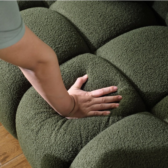Elegant Green Upholstered Sofa | Stylish & Cozy Home Seating
