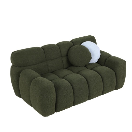 Elegant Green Upholstered Sofa | Stylish & Cozy Home Seating