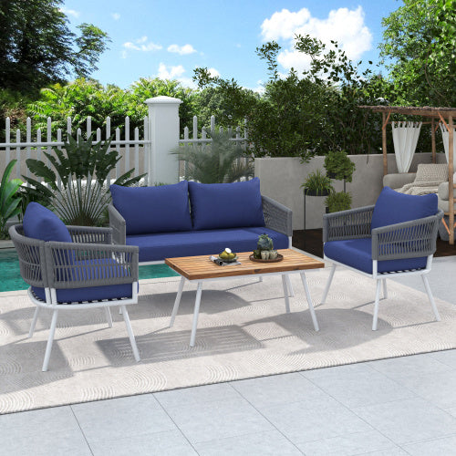 Bohemian Rope Patio Set | Stylish 4-Piece Outdoor Furniture