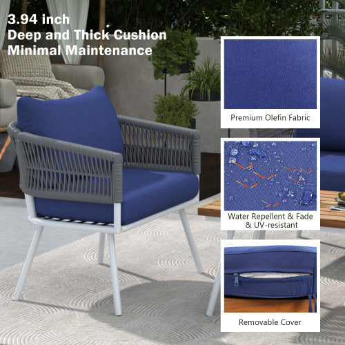 Bohemian Rope Patio Set | Stylish 4-Piece Outdoor Furniture
