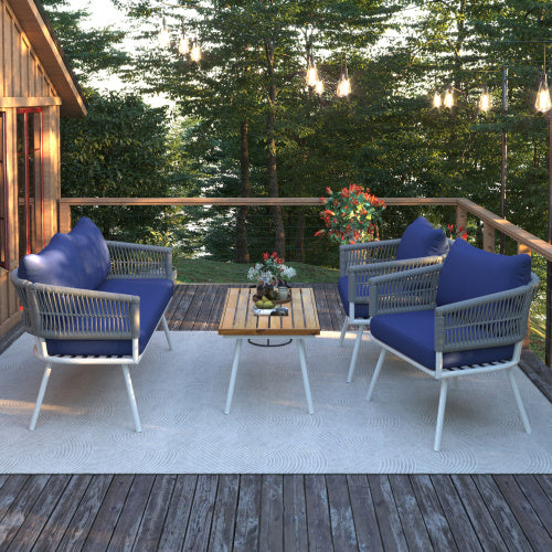 Bohemian Rope Patio Set | Stylish 4-Piece Outdoor Furniture