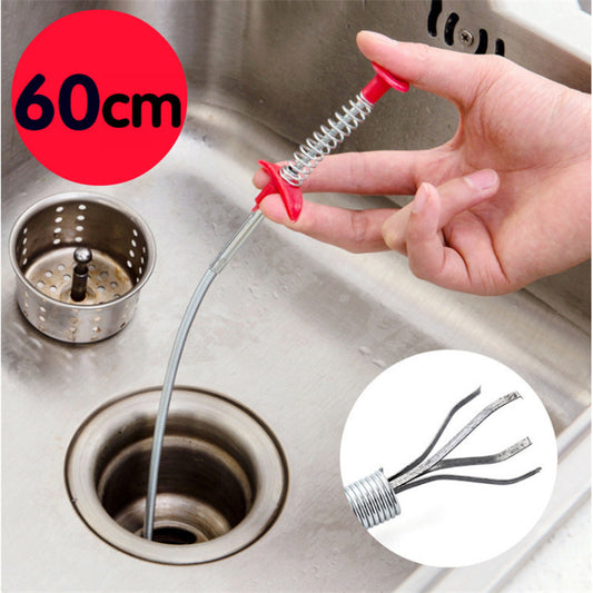 60CM Spring Drain Cleaner | Hair & Clog Remover | Kitchen & Household Plumbing Tool