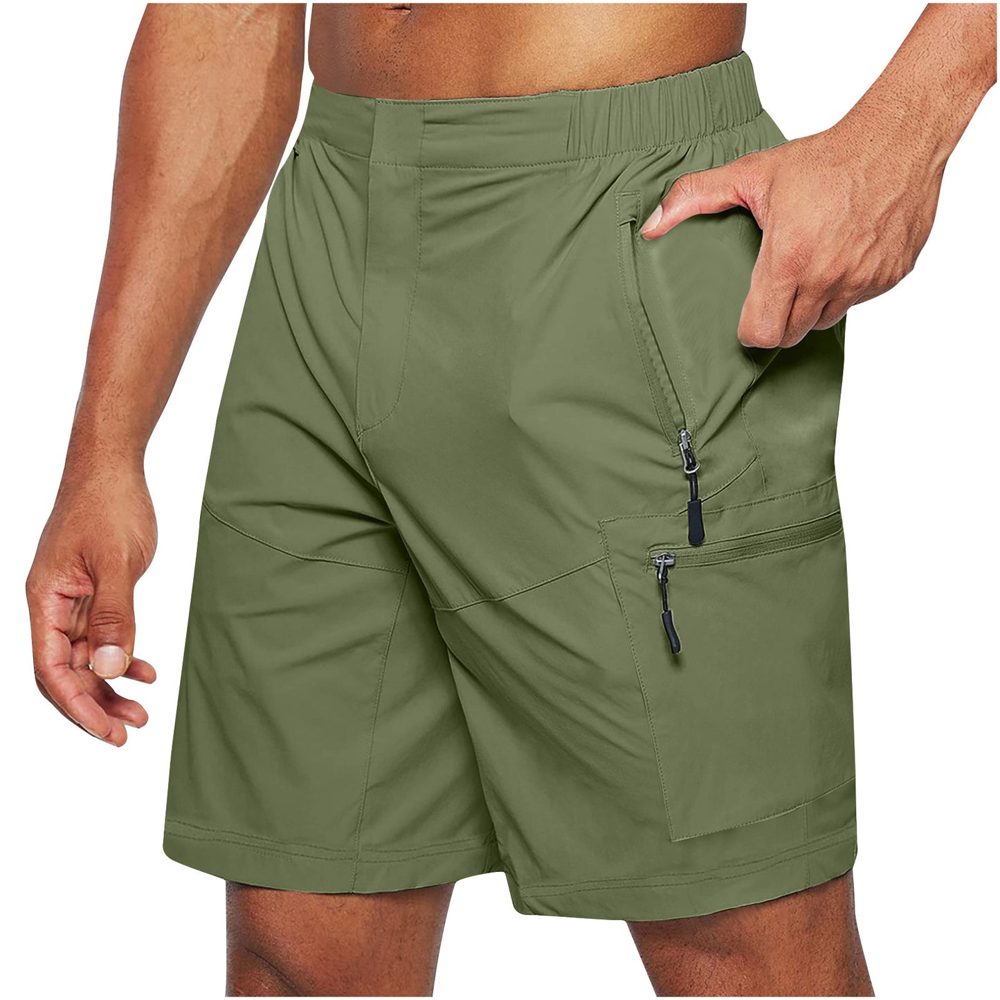 Men's Casual Elastic Waist Strap Summer Shorts Casual Fit Fashion Outdoor  Shorts For Men Knee-Length Straight Leg Pants Shorts