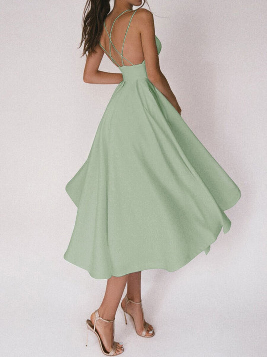 Sexy Lady-Vogue V-neck  Suspender Summer Dress A-Line Long