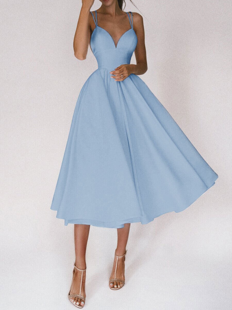 Sexy Lady-Vogue V-neck  Suspender Summer Dress A-Line Long