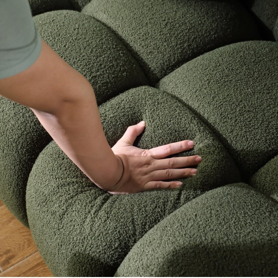 Elegant Green Upholstered Sofa | Stylish & Cozy Home Seating