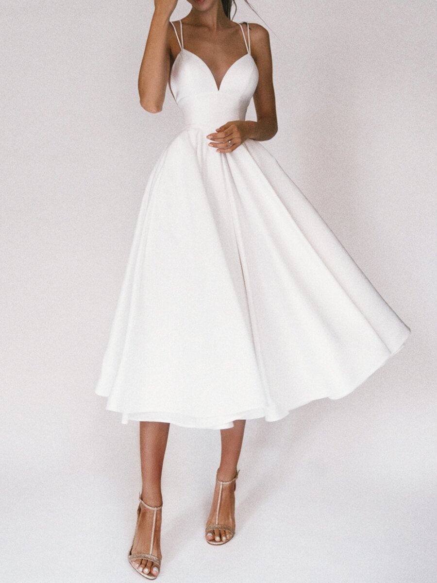 Sexy Lady-Vogue V-neck  Suspender Summer Dress A-Line Long