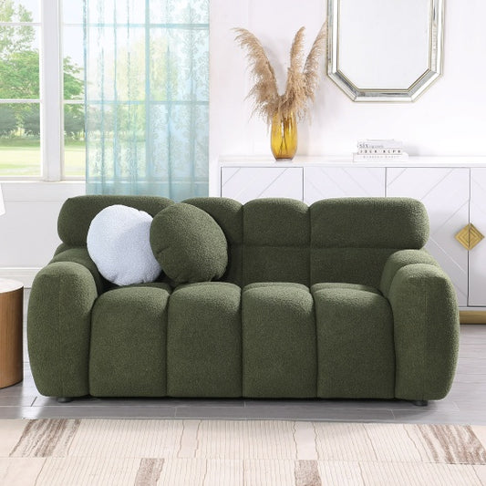 Elegant Green Upholstered Sofa | Stylish & Cozy Home Seating
