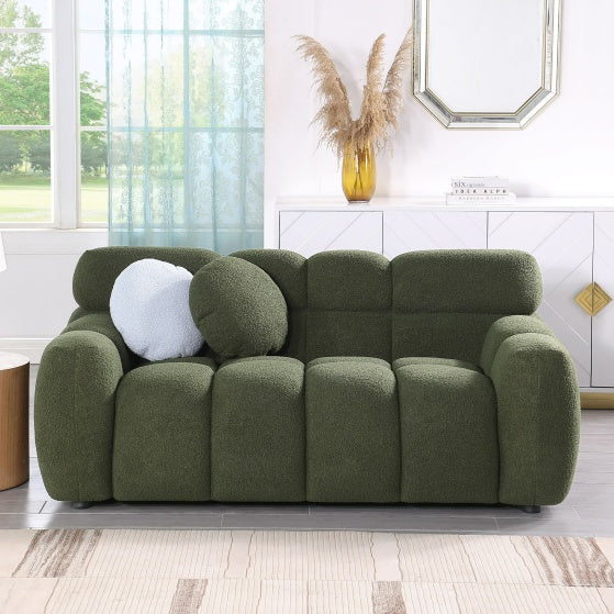 Elegant Green Upholstered Sofa | Stylish & Cozy Home Seating