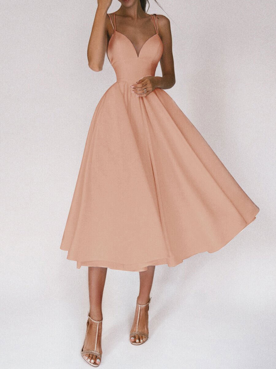 Sexy Lady-Vogue V-neck  Suspender Summer Dress A-Line Long