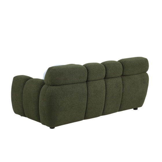 Elegant Green Upholstered Sofa | Stylish & Cozy Home Seating
