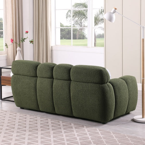 Elegant Green Upholstered Sofa | Stylish & Cozy Home Seating