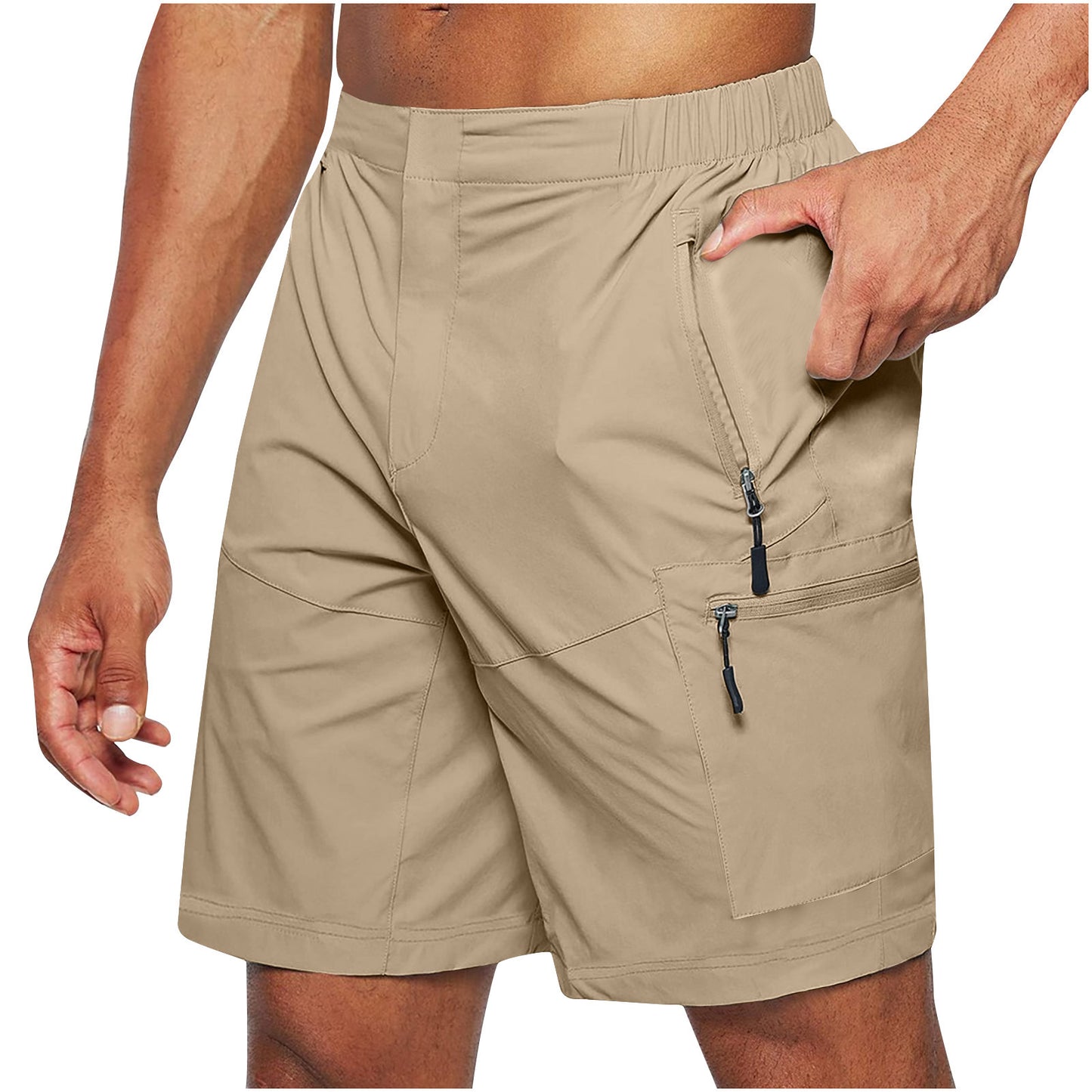 Men's Casual Elastic Waist Strap Summer Shorts Casual Fit Fashion Outdoor  Shorts For Men Knee-Length Straight Leg Pants Shorts
