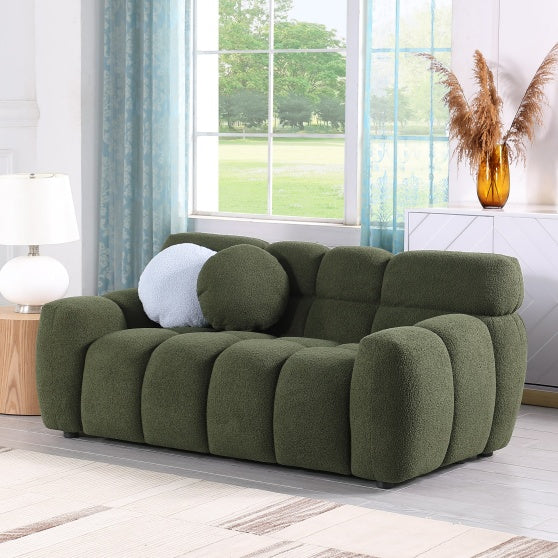 Elegant Green Upholstered Sofa | Stylish & Cozy Home Seating